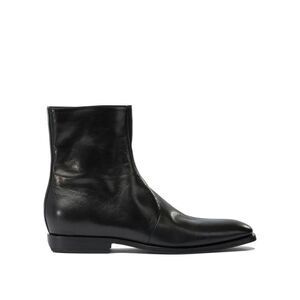 HENDERSON Women's Pointed Toe Leather Ankle Boots Women BLACK